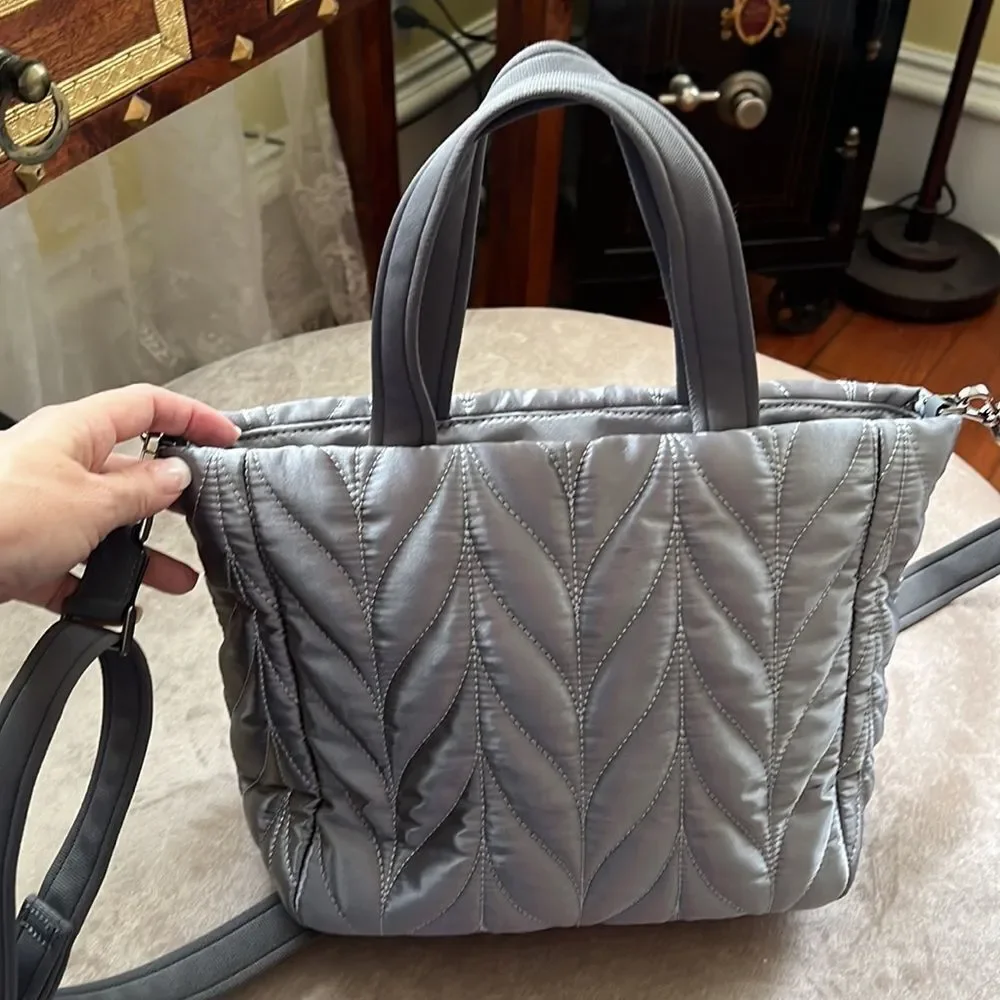 Kate Spade Briar Lane? Silver Quilted Sateen Handbag EUC